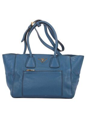 Prada Double Handle Tote Bag Blue